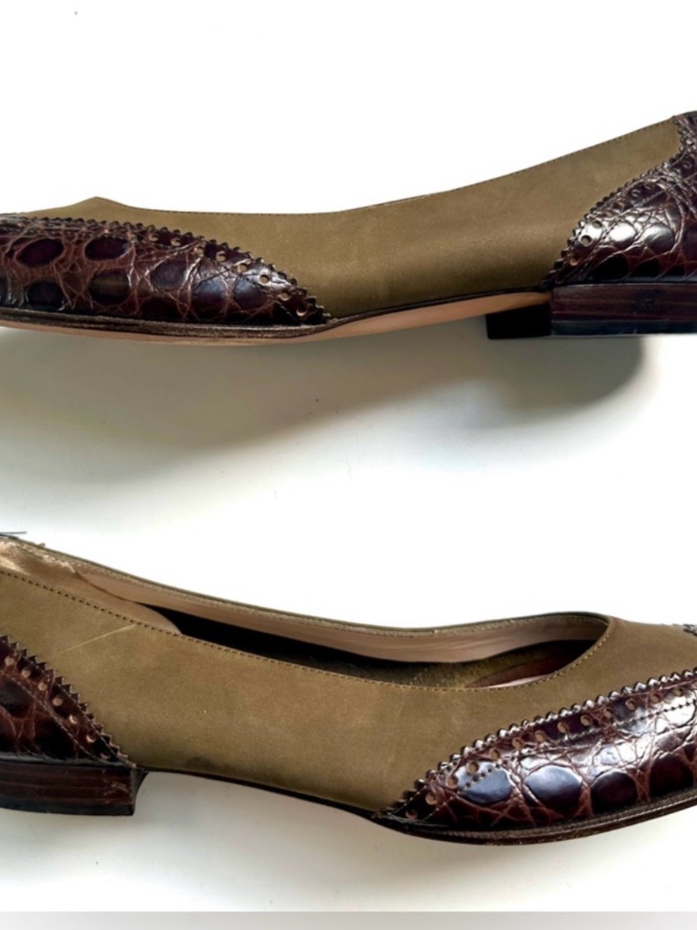 Vintage Salvatore Ferragamo brogue crocodile women leather sz 10